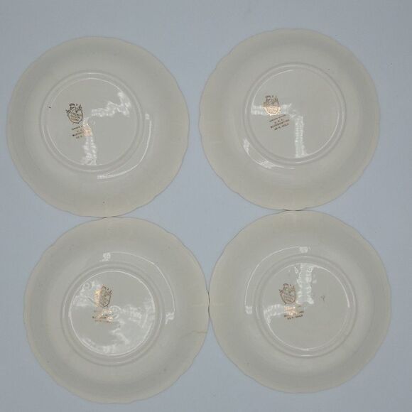 French Saxon China 22k Blossomtime 7.5 Inch Diameter Gold Bowls Set Of 4 Set 2 - Picture 6 of 10